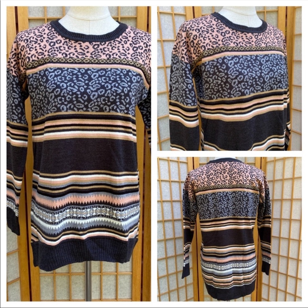 NWT Cupio Blush Print/Striped Sweater SZ S